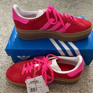 Adidas Gazelle Bold - Red/Lucid Pink.